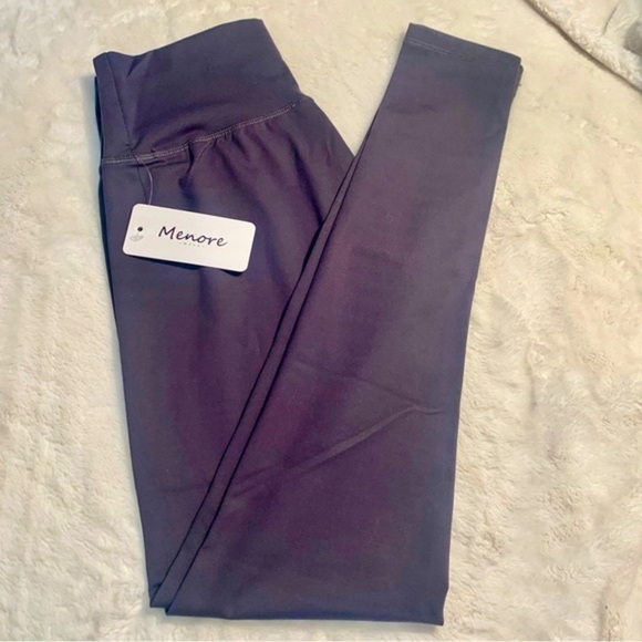 NWT Leggings Small Menore Charcoal Grey Spandex Stretch Flat Front Buttery Soft - Picture 1 of 12